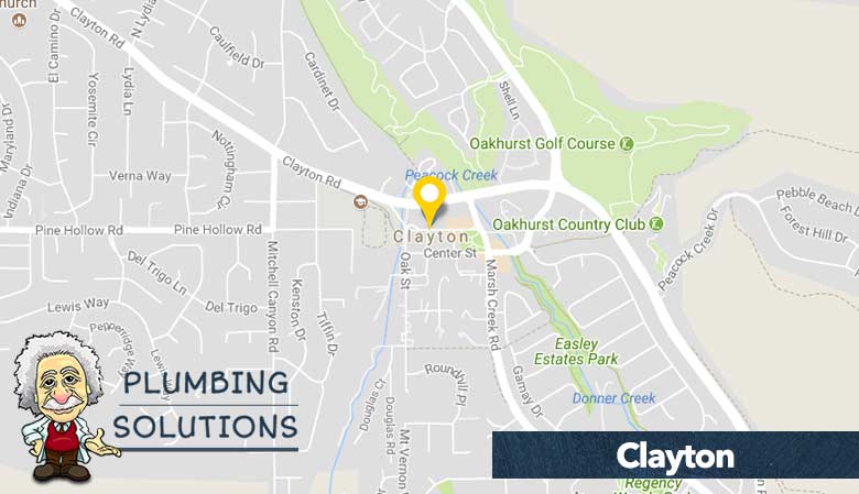 the map area where we provide plumbing services in Clayton, CA